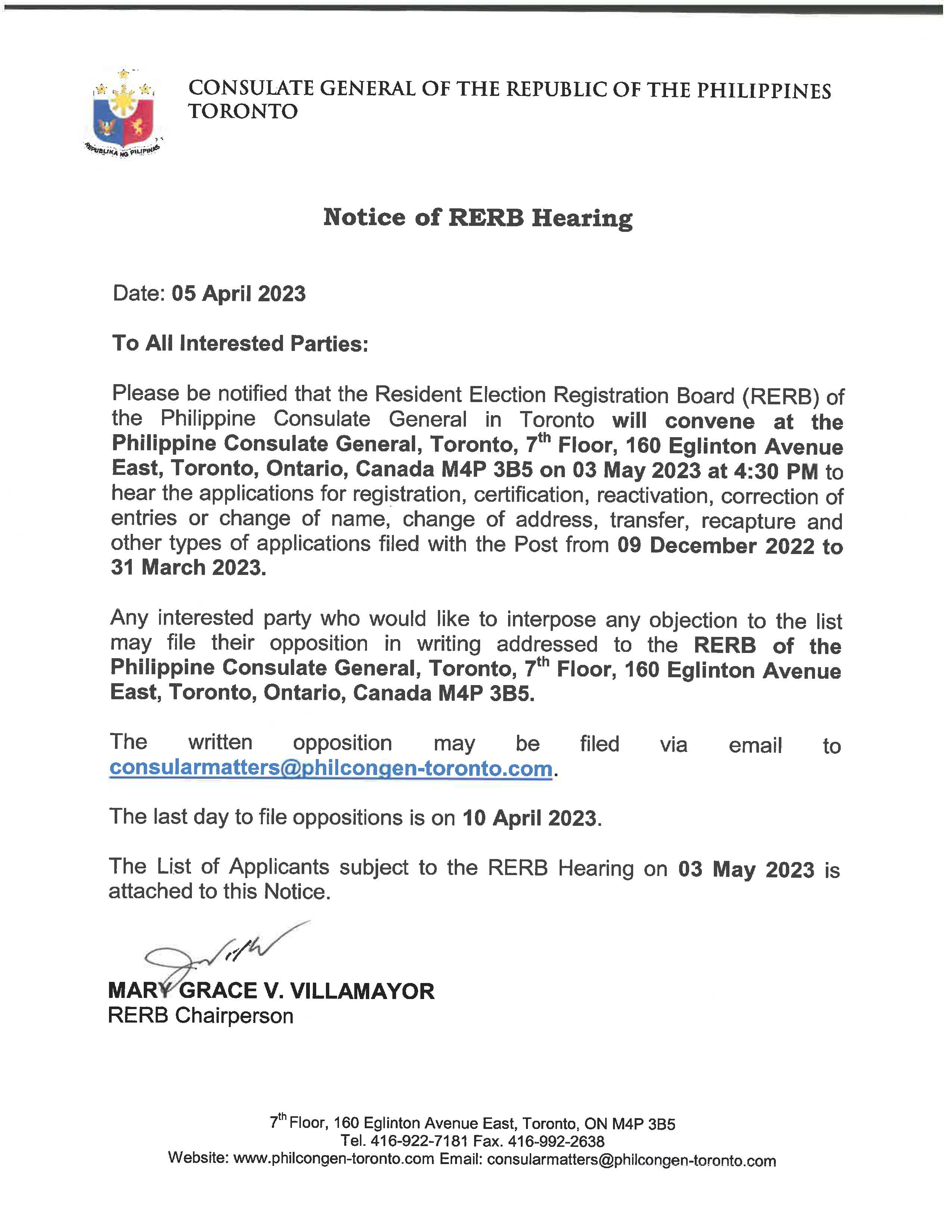 RERB HEARING - MAY