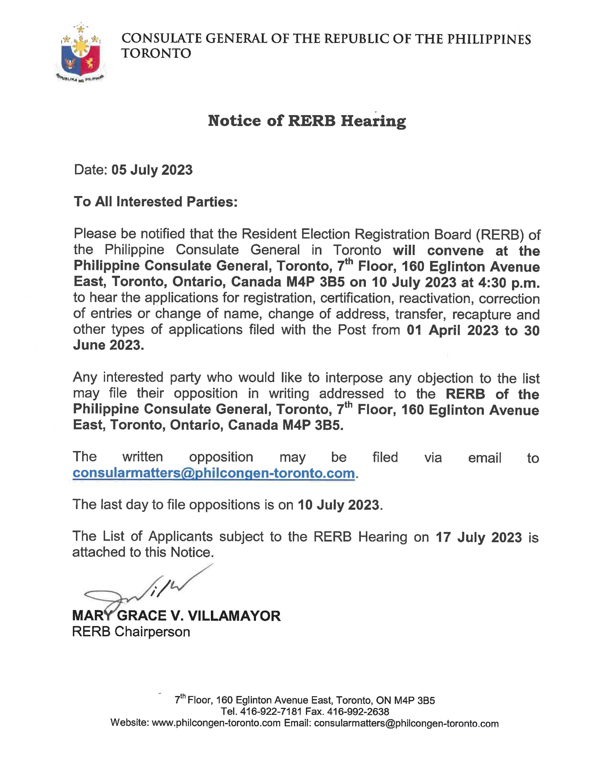 RERB HEARING - MAY